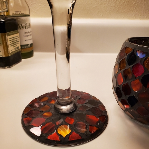 Candle set in red and goltones - Picture 3 of 8